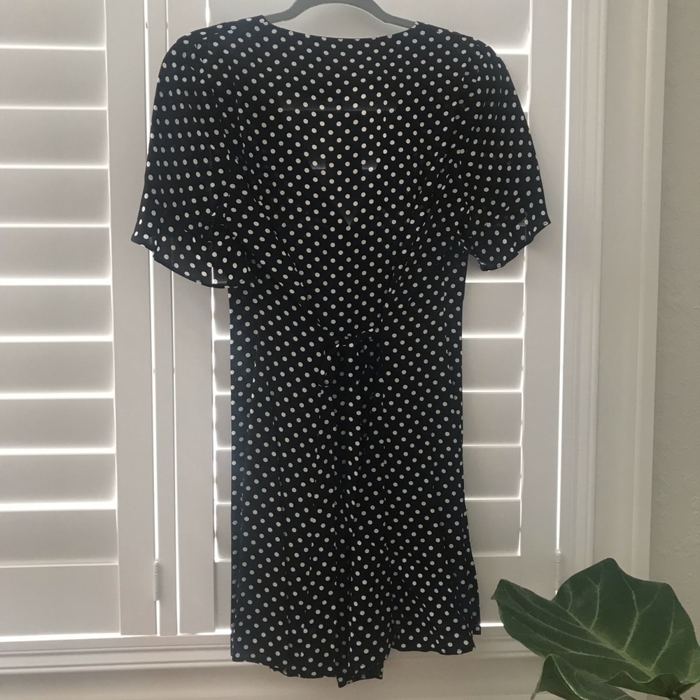 ZARA Black Polka Dot Mini Dress Size Small Ruffle Sleeve 90s Romantic - Picture 7 of 8